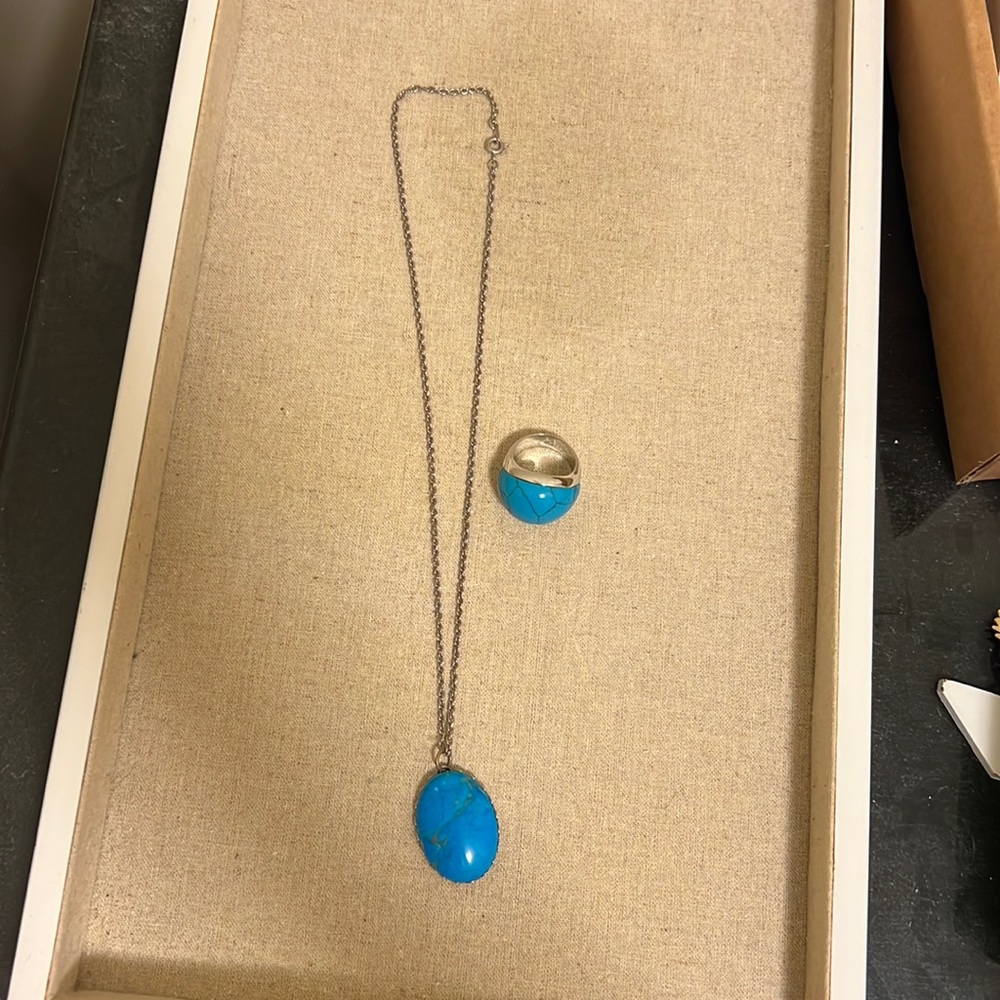 Turquoise necklace and ring